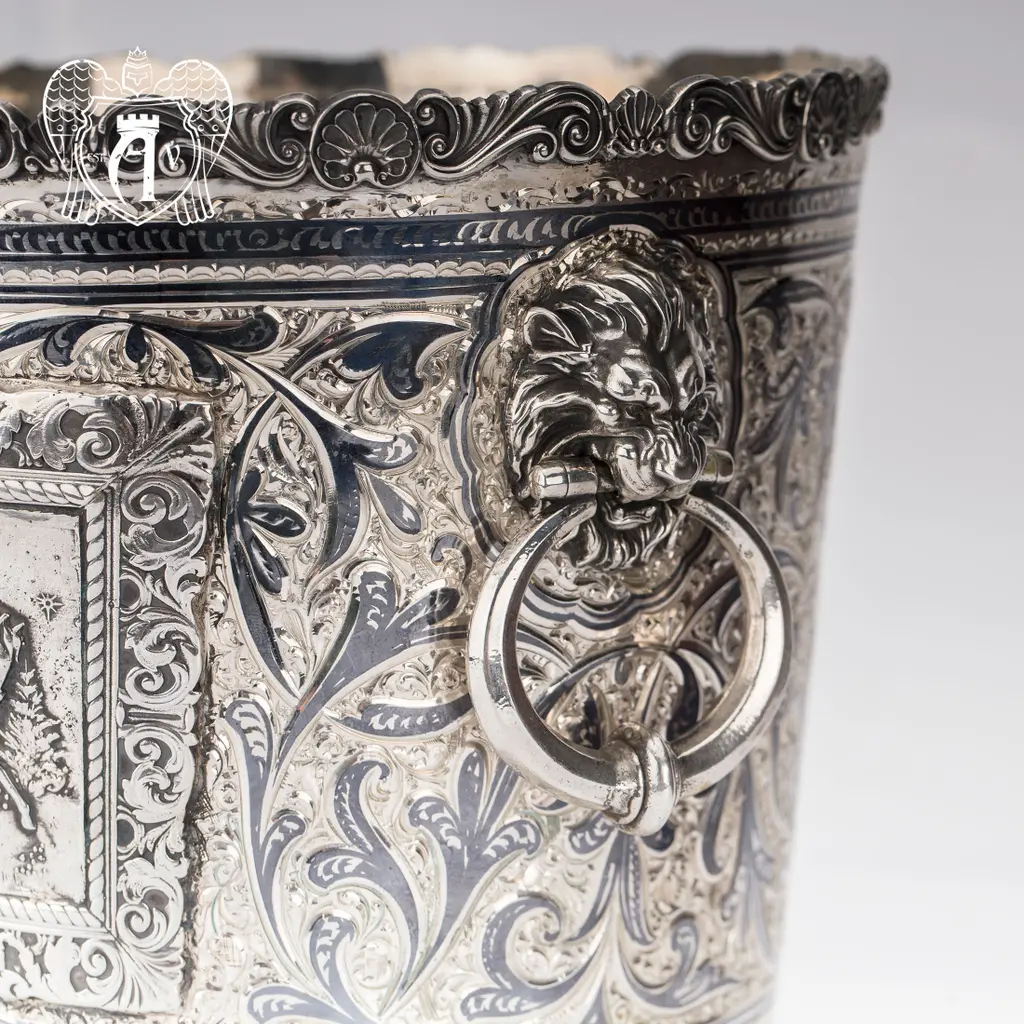 Ведро для шампанского из серебра «Тройка» - фото 2