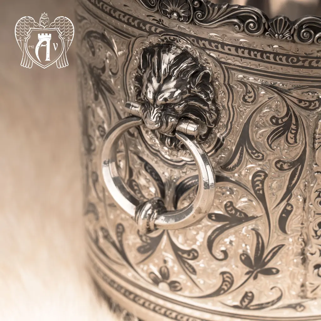 Ведро для шампанского из серебра «Тройка» - фото 5