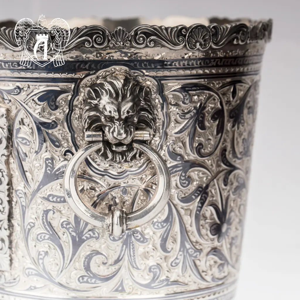 Ведро для шампанского из серебра «Тройка» - фото 6