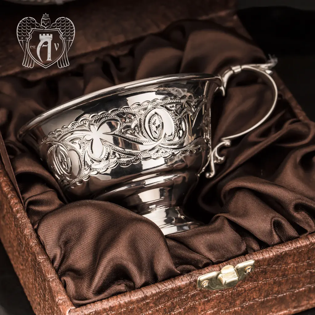 Чашка с блюдцем из серебра 925 пробы «Сияние» - фото 2