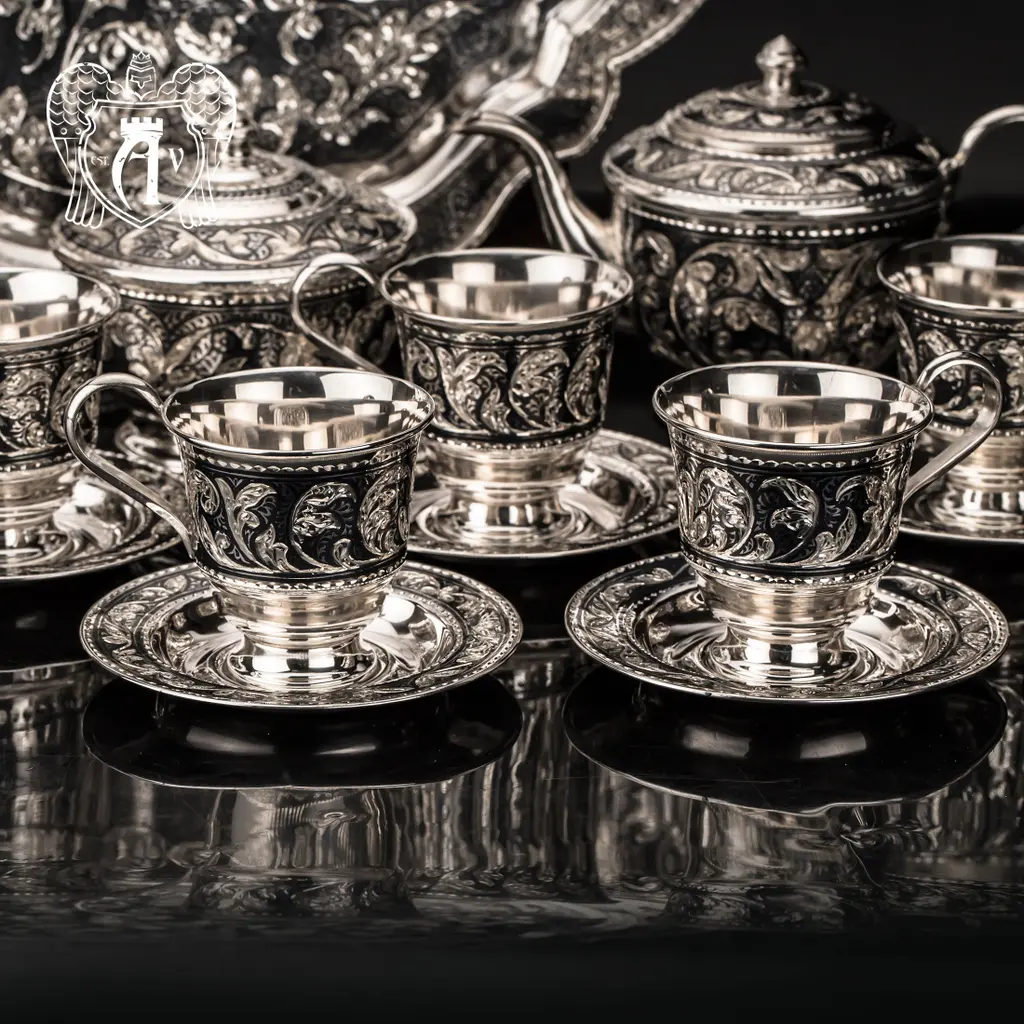 Серебряный сервиз чайный «Кардинал» - фото 6