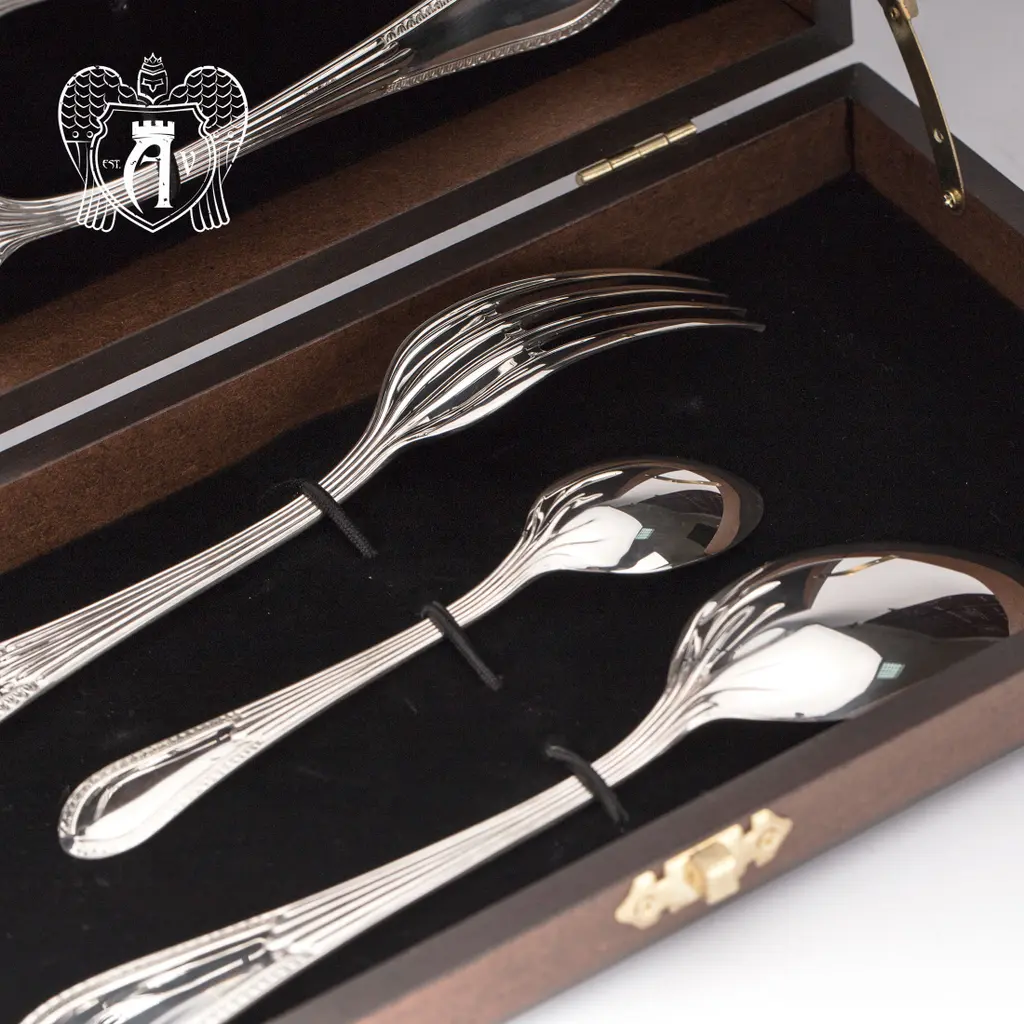 Столовый набор из серебра 925 пробы 2 персоны «Элегант» 4 предмета - фото 3