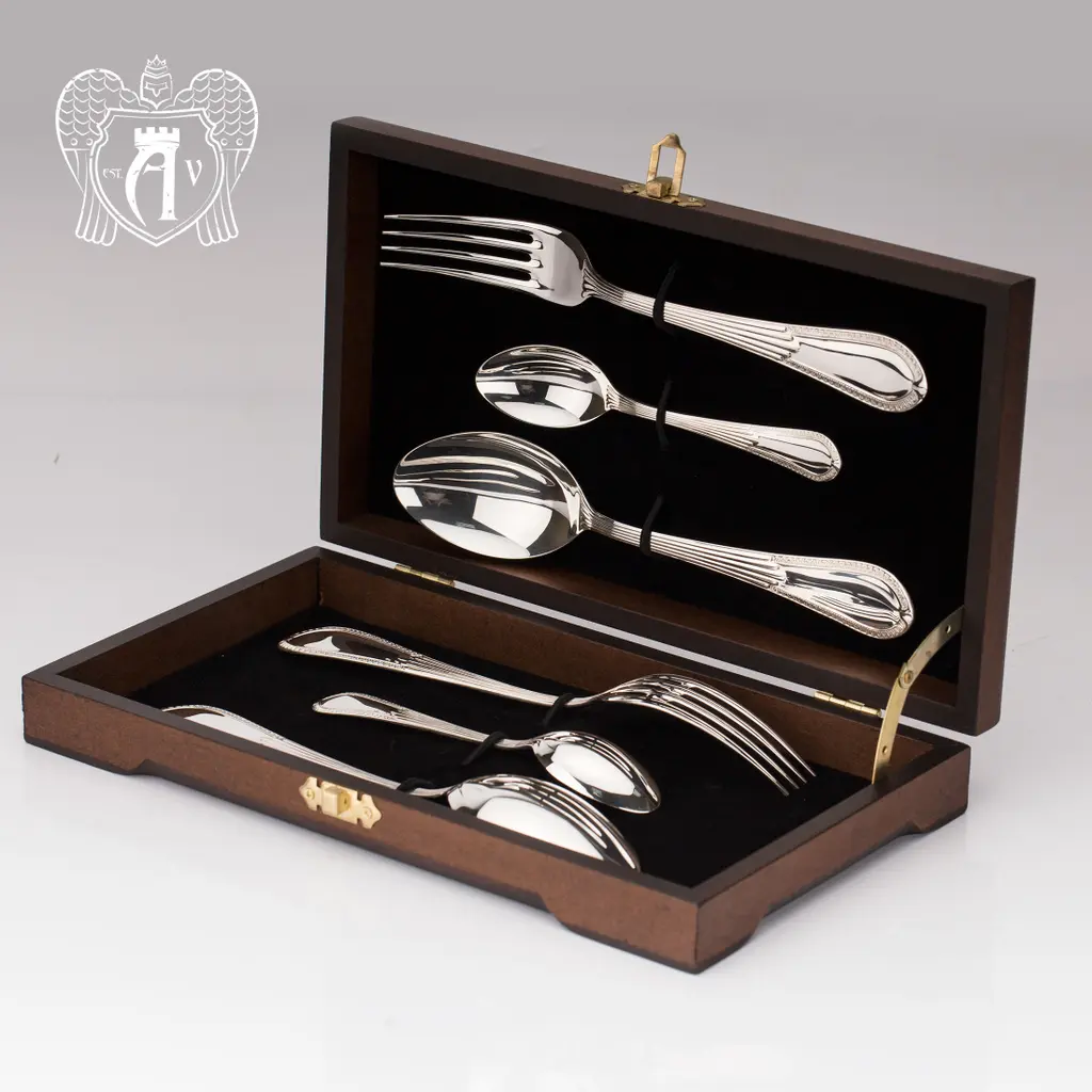 Столовый набор из серебра 925 пробы 2 персоны «Элегант» 4 предмета - фото 5