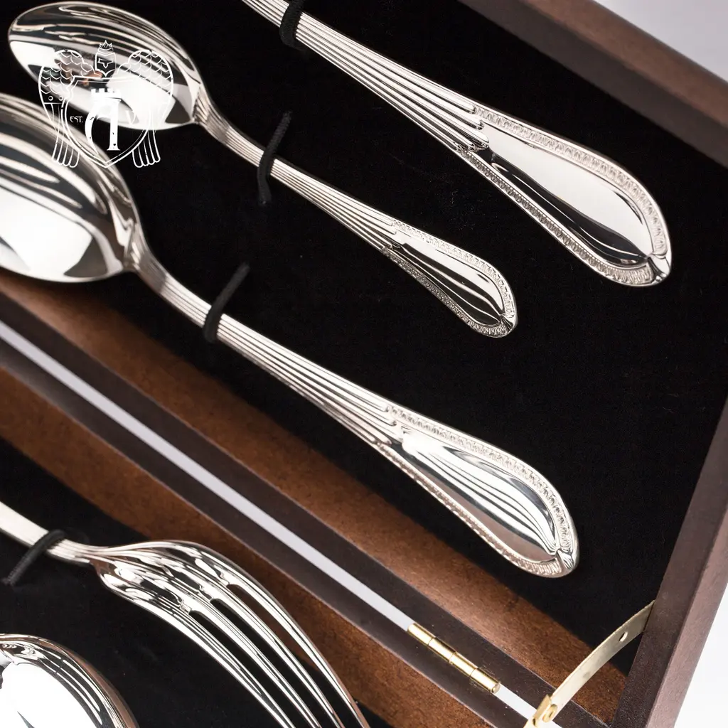 Столовый набор из серебра 925 пробы 2 персоны «Элегант» 4 предмета - фото 6