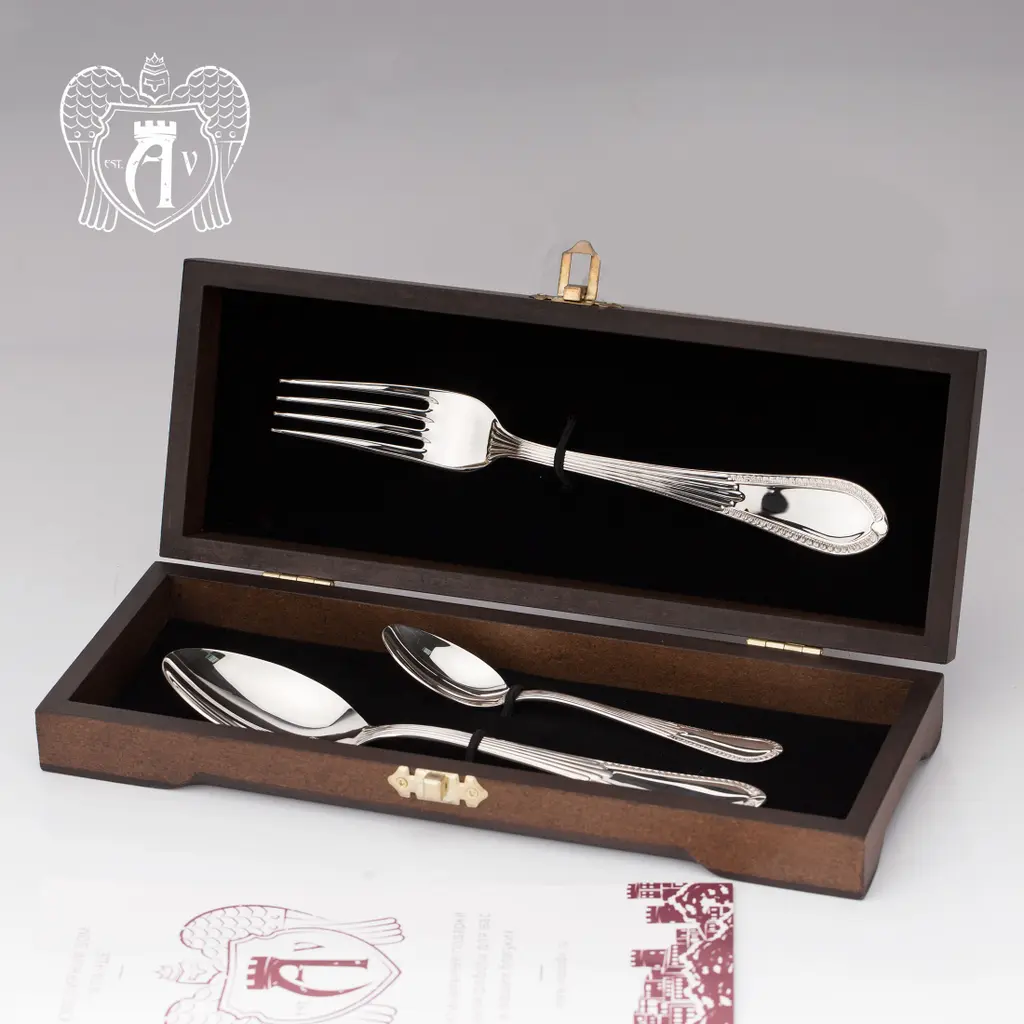 Серебряный столовый набор «Элегант» 3 предмета - фото 3