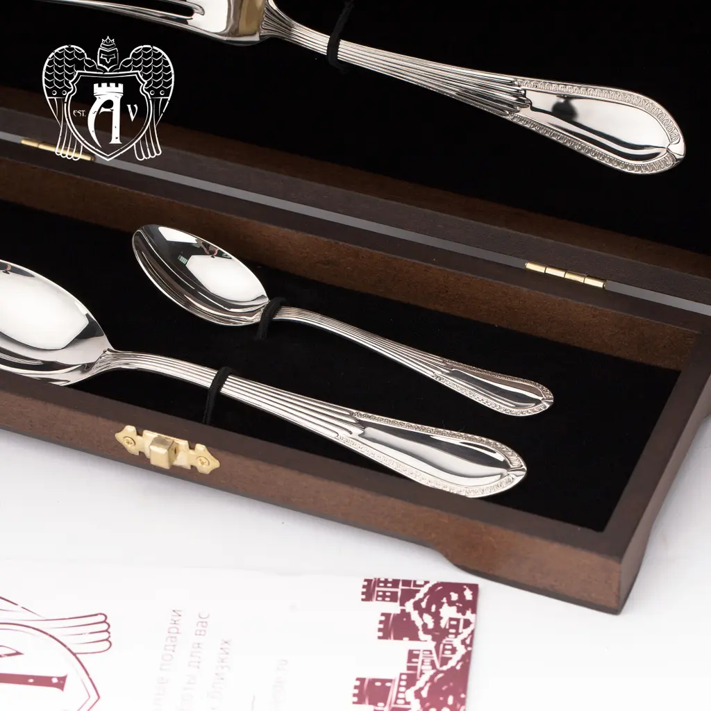 Серебряный столовый набор «Элегант» 3 предмета - фото 4