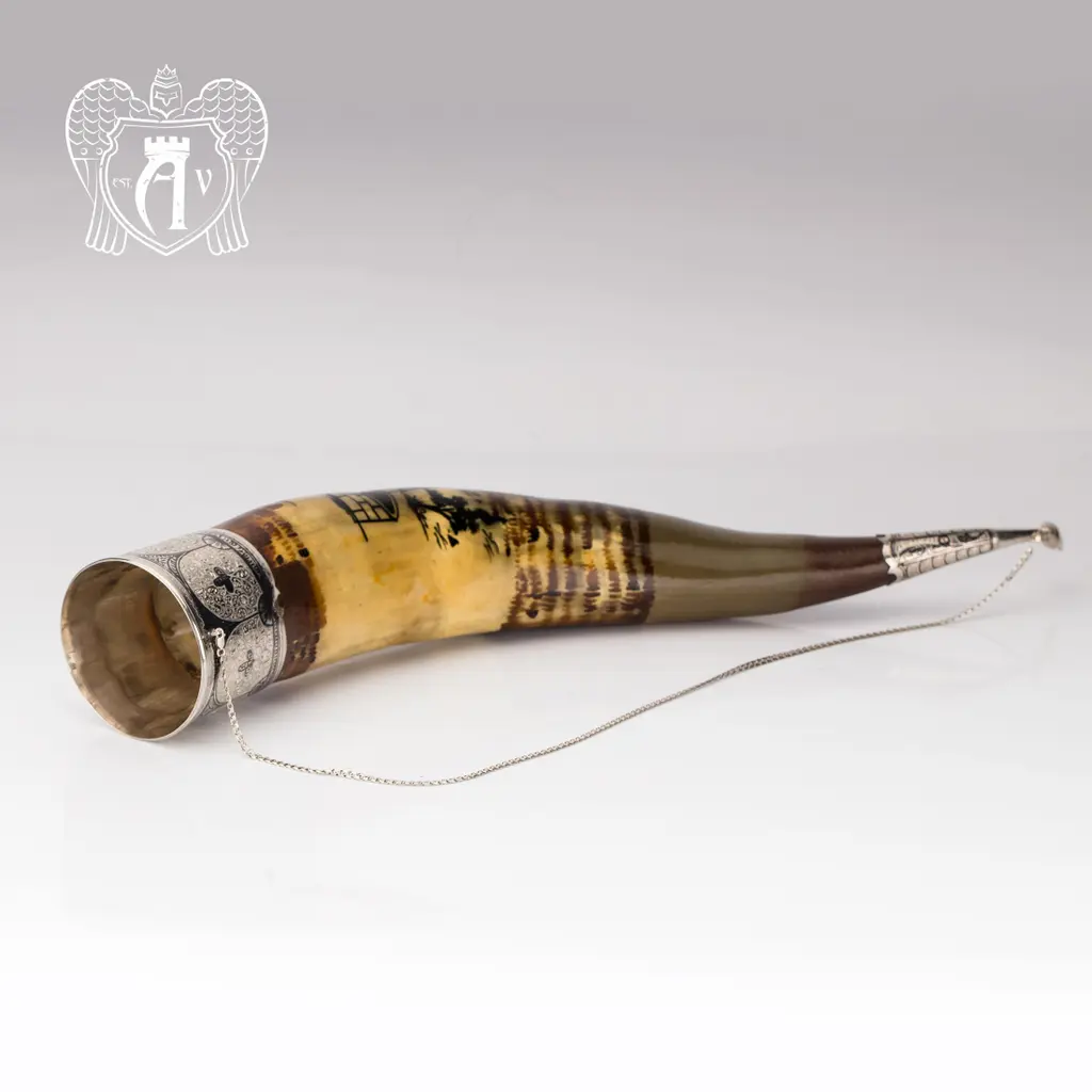 Большой рог для вина серебряный «Кубачи» - фото 3