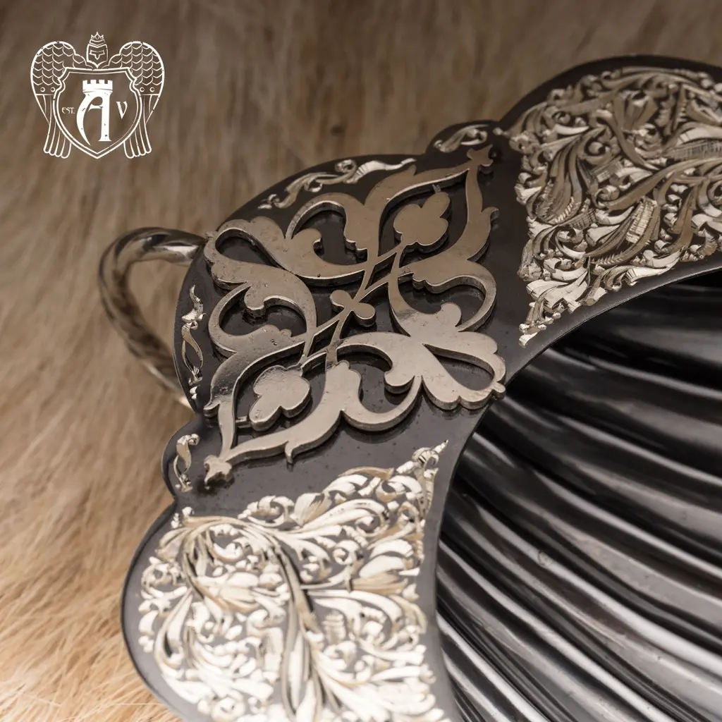 Серебряная конфетница/икорница «Ракушка» с чернением - фото 4