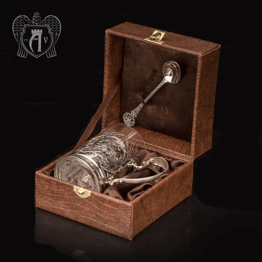 Подстаканник из серебра  «Бомонт» с ложкой - фото 3