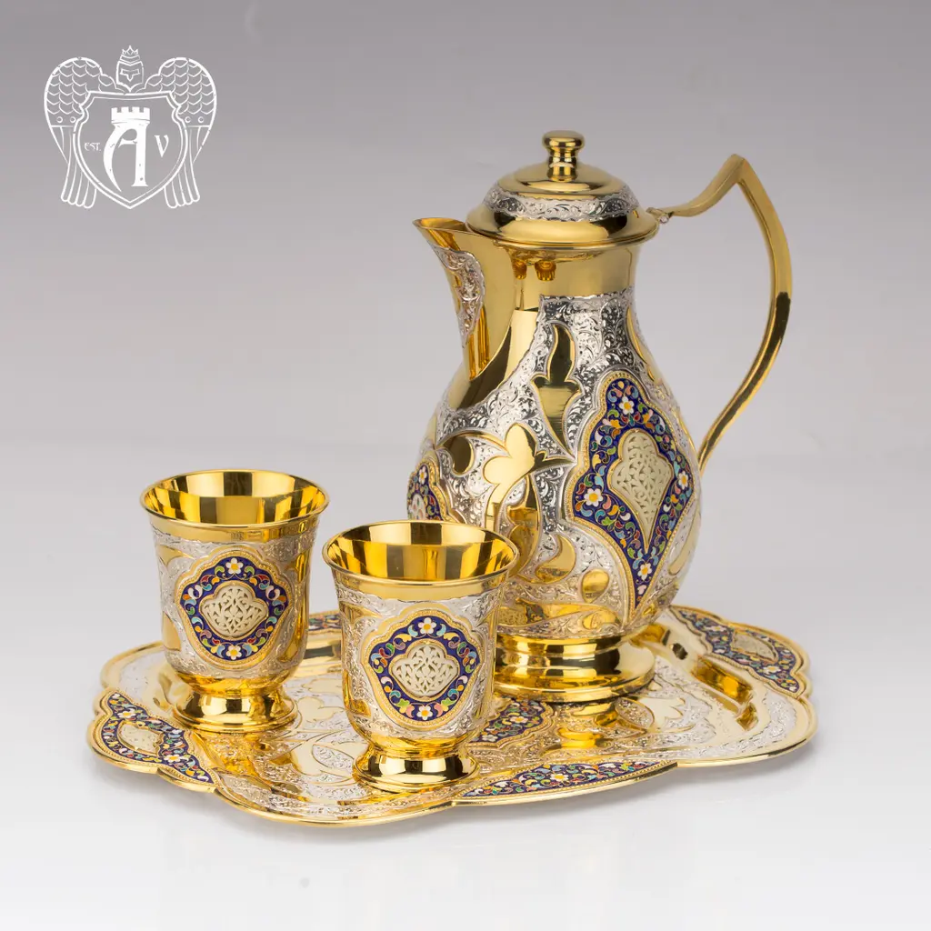Сервиз для напитков из серебра  «Артемида» с золочением и эмалью - фото 2