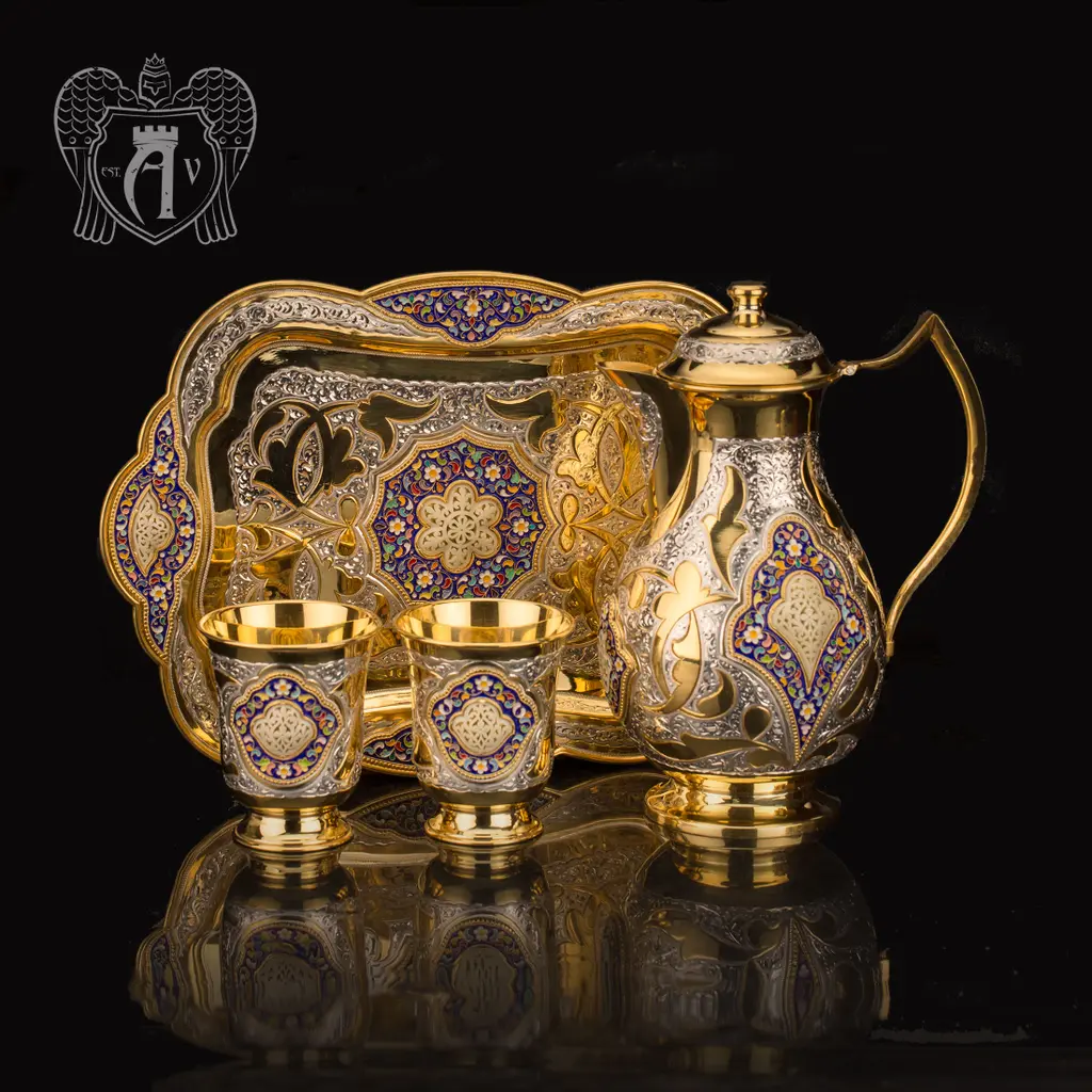 Сервиз для напитков из серебра  «Артемида» с золочением и эмалью - фото 5