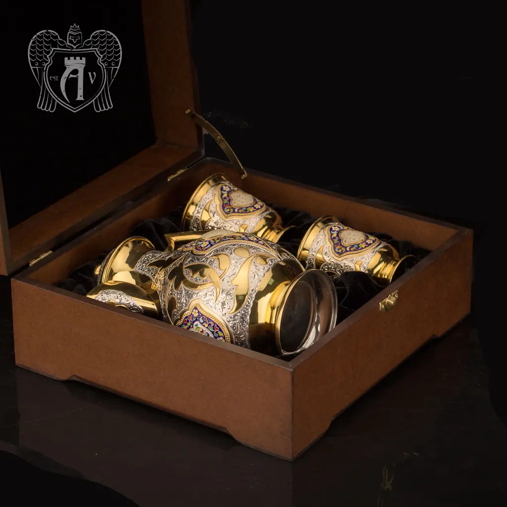 Сервиз для напитков из серебра  «Артемида» с золочением и эмалью - фото 6