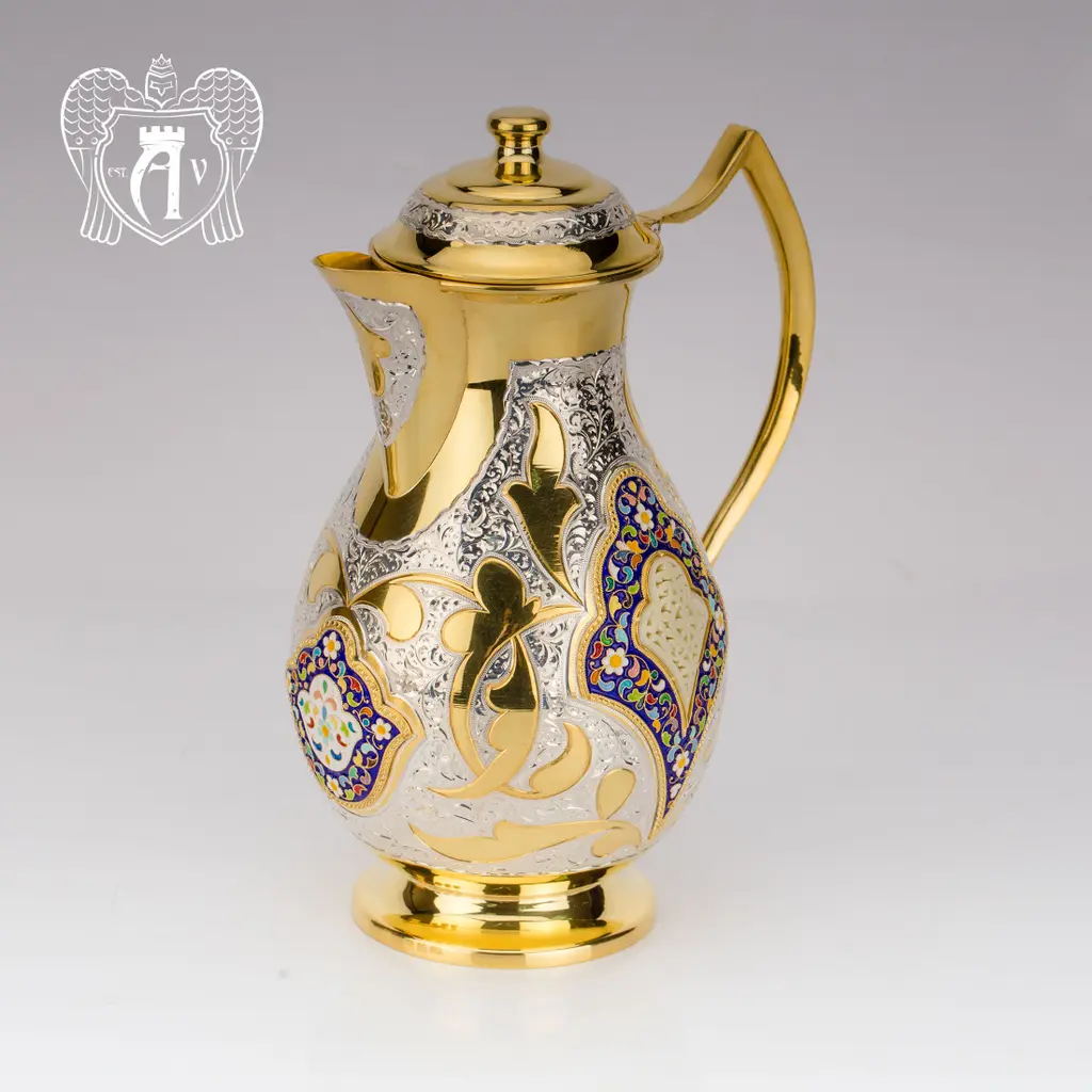 Кувшин серебряный  «Артемида» с золочением и горячей эмалью - фото 3