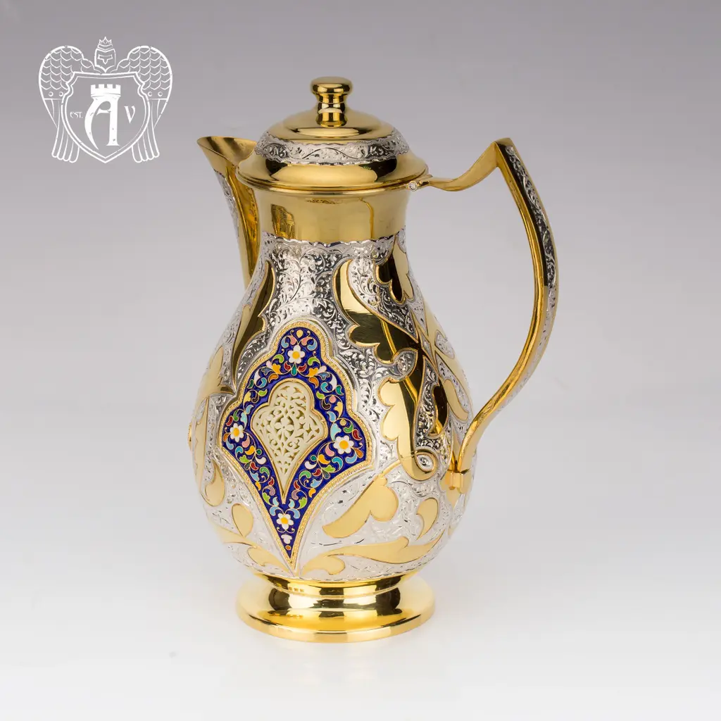 Кувшин серебряный  «Артемида» с золочением и горячей эмалью - фото 4
