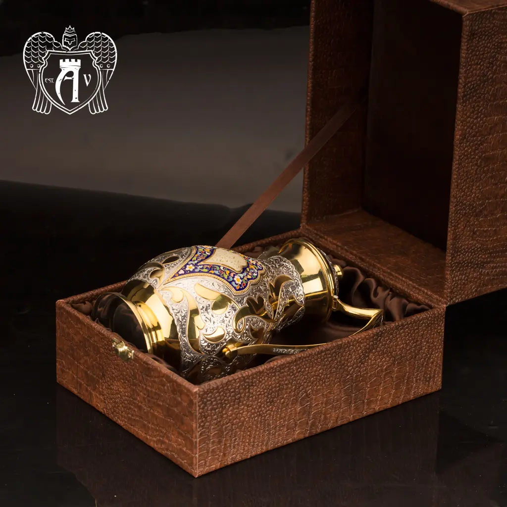 Кувшин серебряный  «Артемида» с золочением и горячей эмалью - фото 5