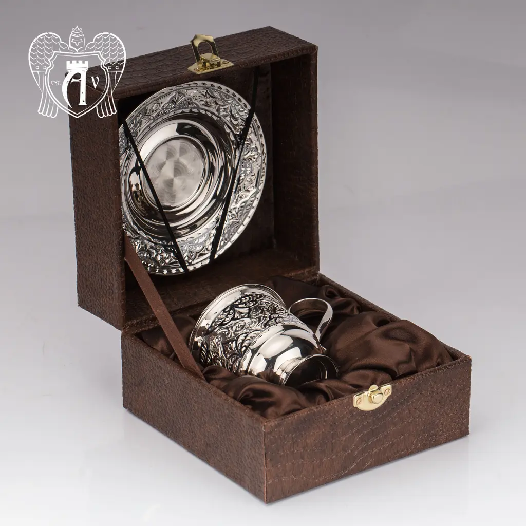 Чашка с блюдцем из серебра «Весна» - фото 2