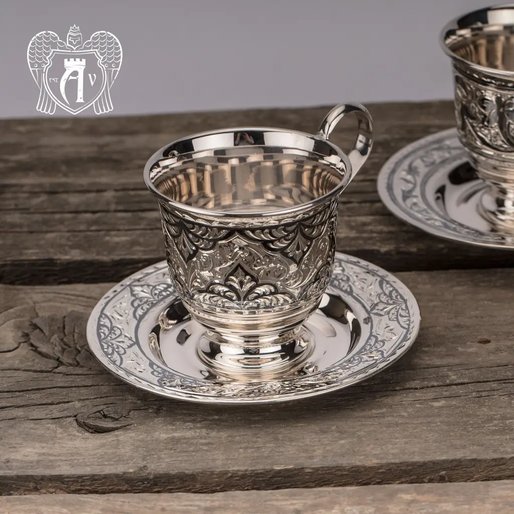 Чашка с блюдцем из серебра «Весна» - фото 4