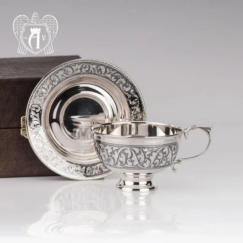 Чашка с блюдцем из серебра «Василиса» - фото 4