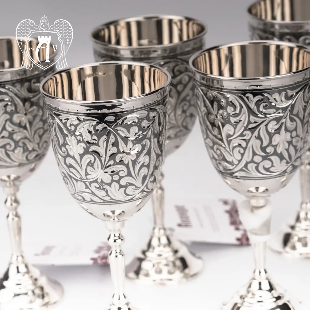Серебряные бокалы «Жасмин» набор 6 шт - фото 3