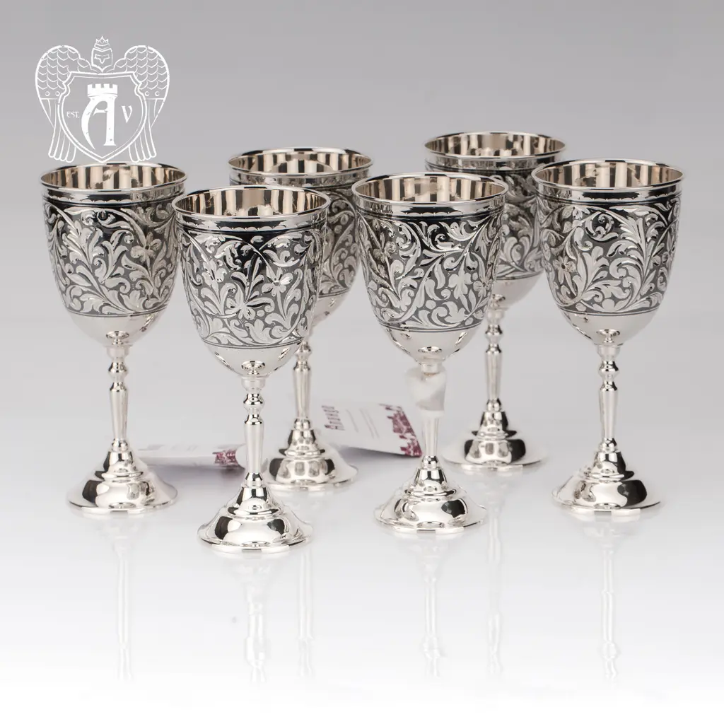 Серебряные бокалы «Жасмин» набор 6 шт - фото 4