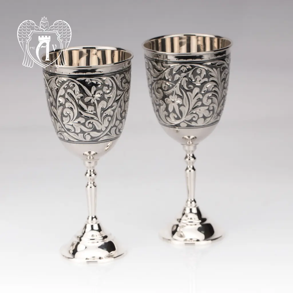 Бокалы из серебра «Жасмин» 2 шт - фото 2