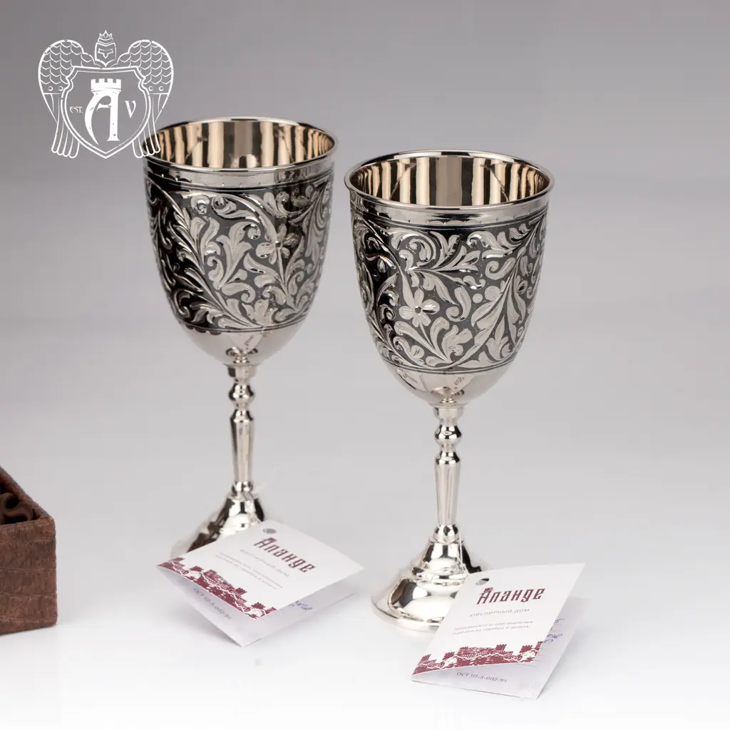 Бокалы из серебра «Жасмин» 2 шт - фото 3