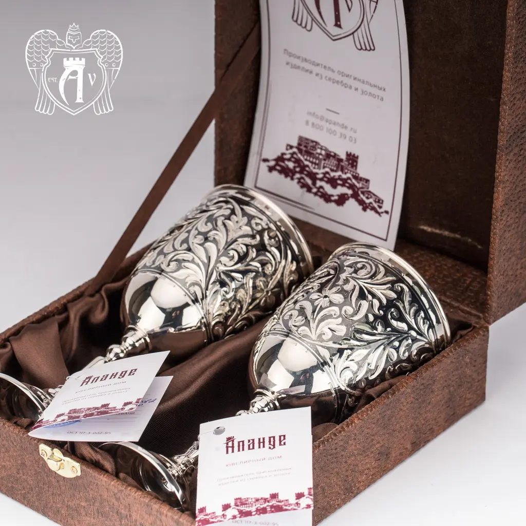 Бокалы из серебра «Жасмин» 2 шт - фото 5