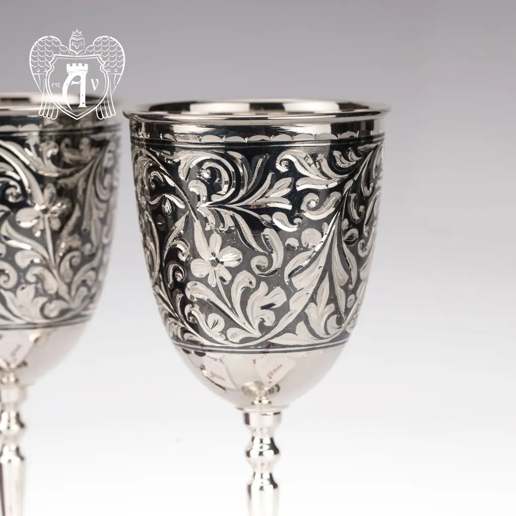 Бокалы из серебра «Жасмин» 2 шт - фото 6