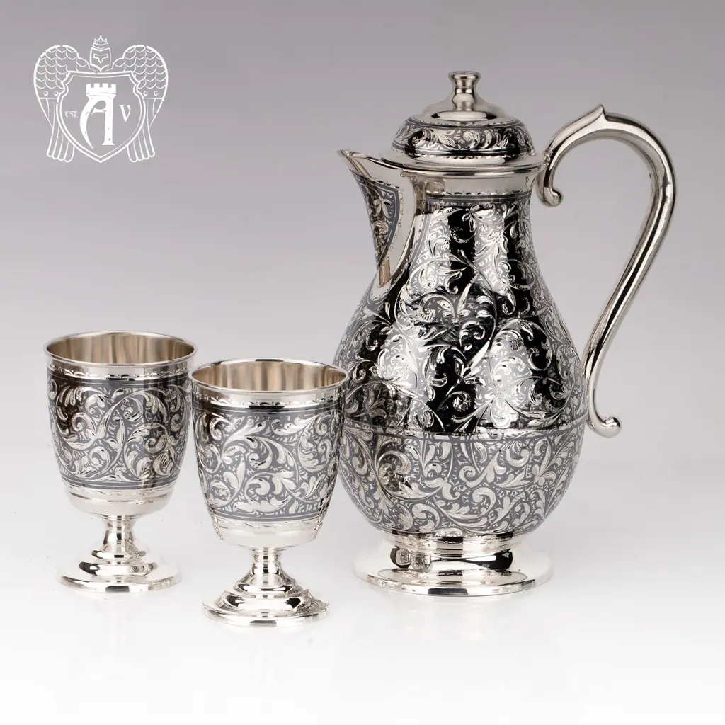 Кувшин и два стакана  из серебра  «Клио» - фото 4