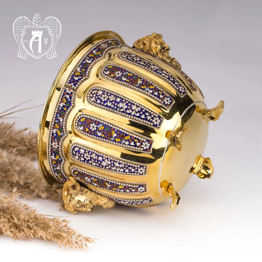 Ведро для шампанского из серебра с золочением и горячей эмалью - фото 3