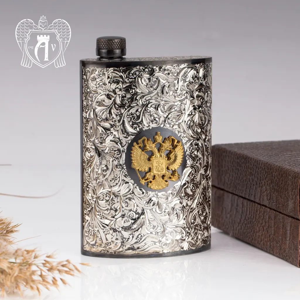 Серебряная фляжка  «Герб России» - фото 3