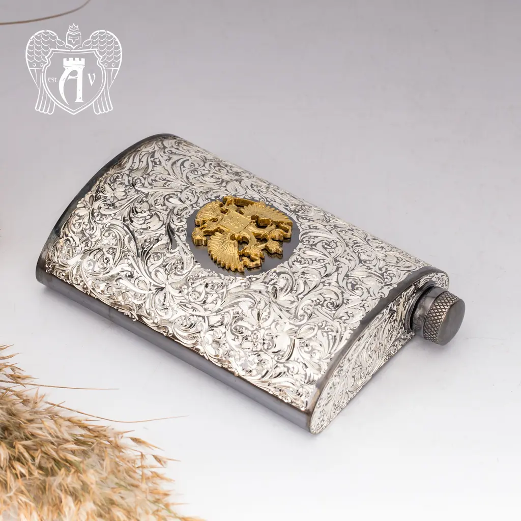 Серебряная фляжка  «Герб России» - фото 4