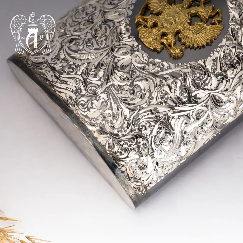 Серебряная фляжка  «Герб России» - фото 5