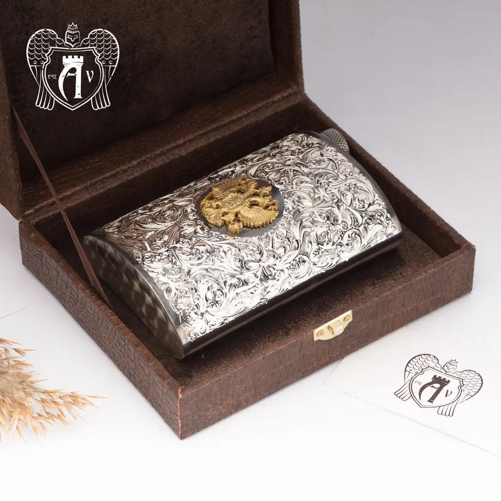 Серебряная фляжка  «Герб России» - фото 6