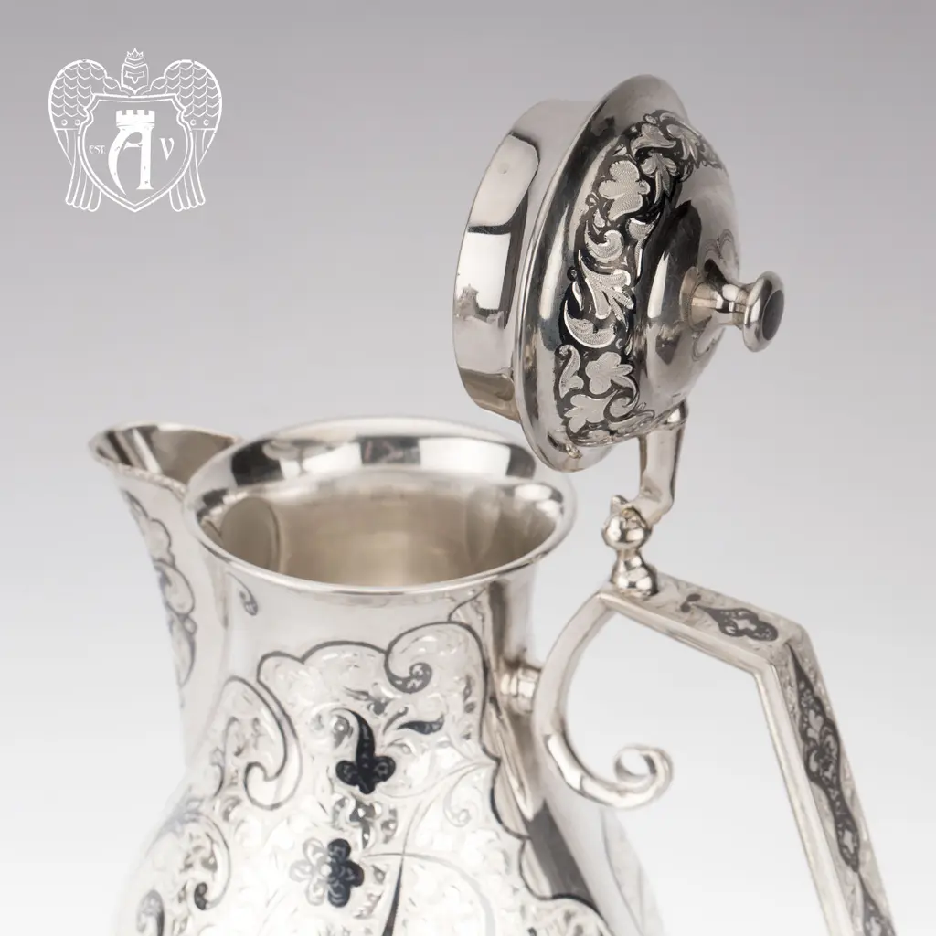 Кувшин и два стакана  из серебра  «Весна» - фото 3