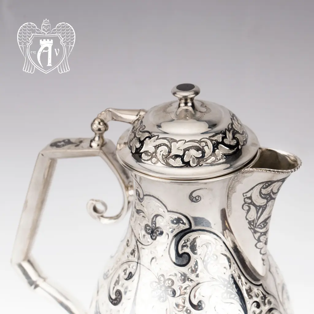 Кувшин и два стакана  из серебра  «Весна» - фото 4