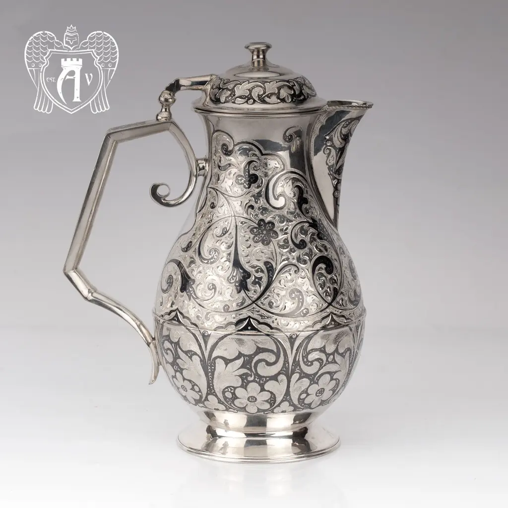 Кувшин и два стакана  из серебра  «Весна» - фото 6