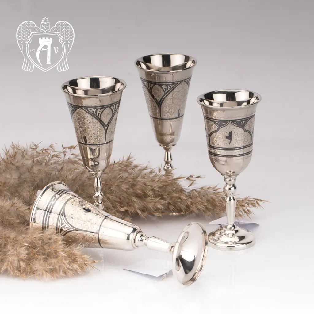 Набор рюмок из серебра  «Миро» 2 шт - фото 2