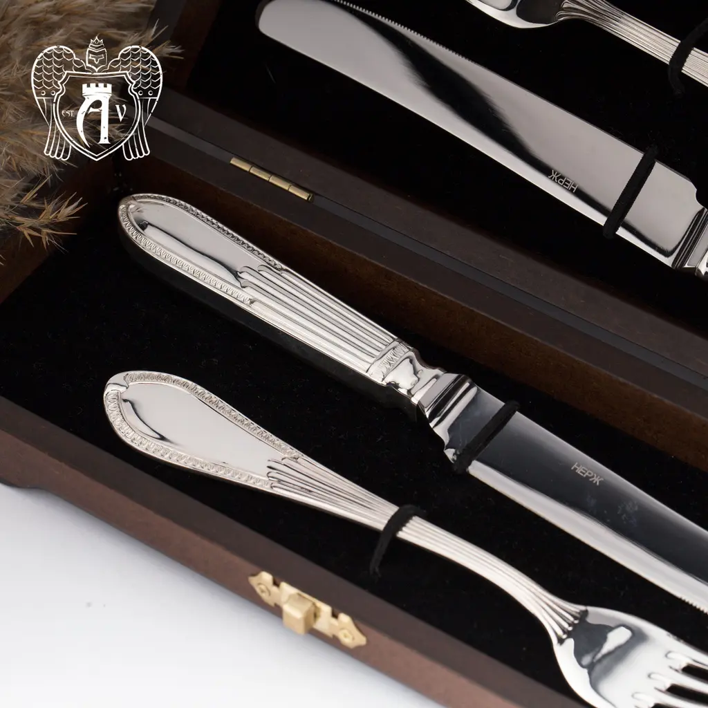 Набор из серебра 925 пробы ножи и вилки на 2 персоны «Элегант» 4 предмета - фото 4