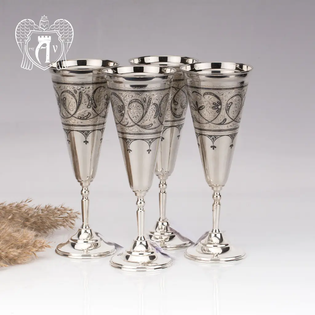 Бокалы из серебра «Колосс»  4 шт - фото 3