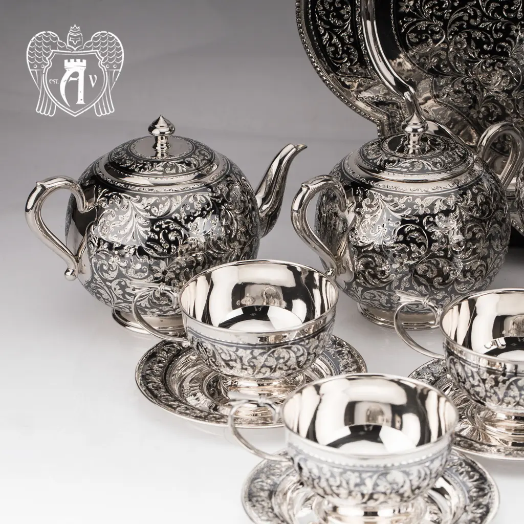 Сахарница серебряная с ручками  «Флоранж» - фото 4