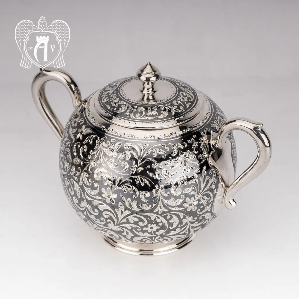 Сахарница серебряная с ручками  «Флоранж» - фото 5