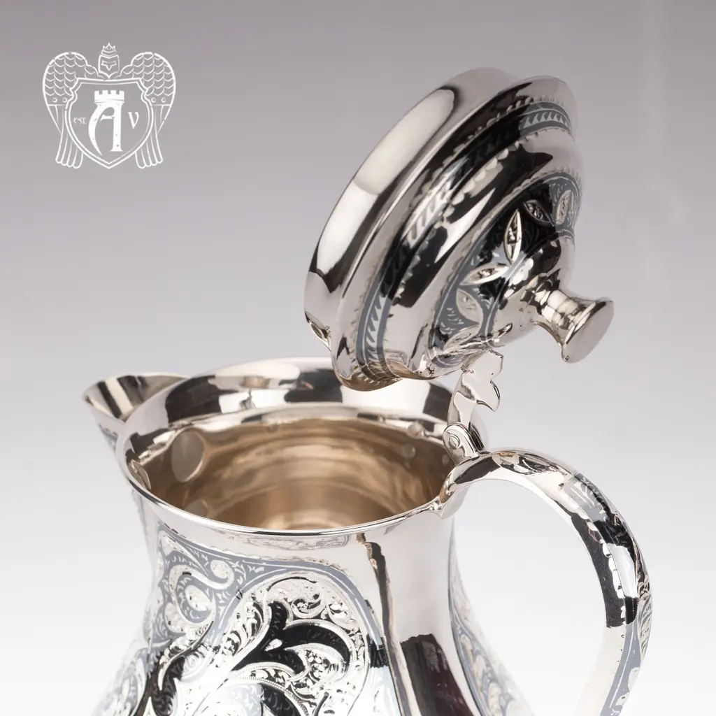 Кувшин из серебра  «Адриан» с крышкой на петле - фото 2