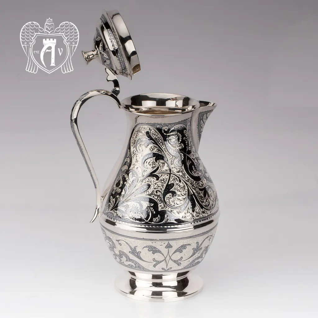 Кувшин из серебра  «Адриан» с крышкой на петле - фото 5