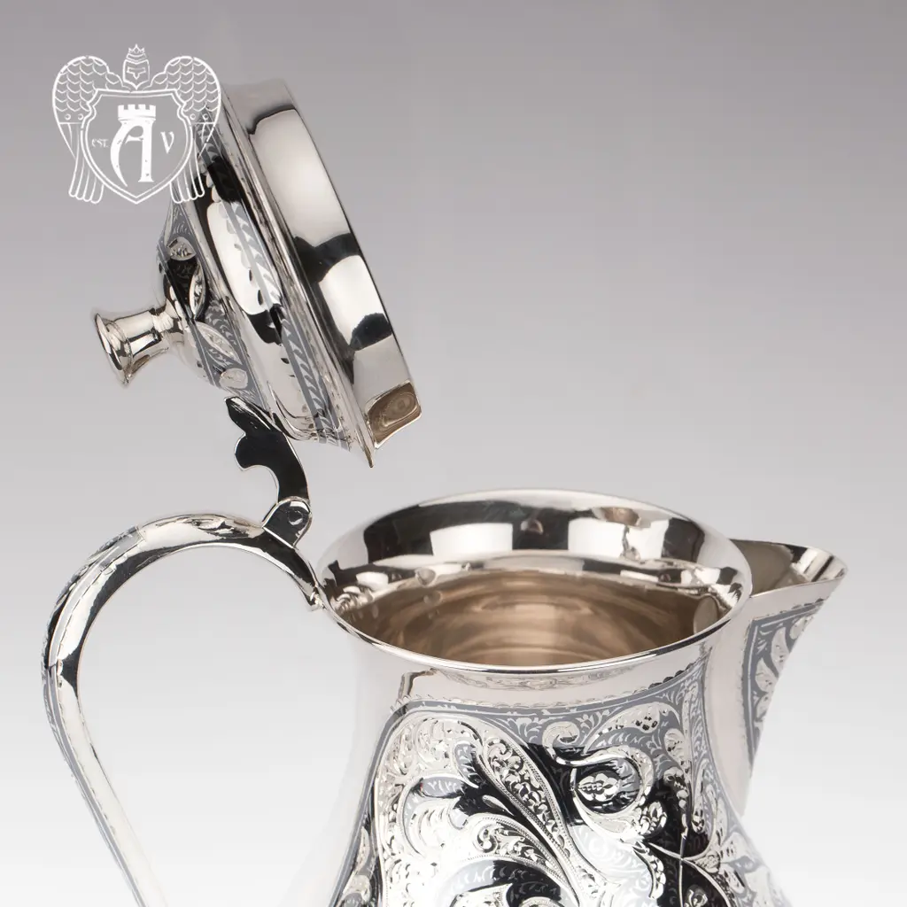 Кувшин из серебра  «Адриан» с крышкой на петле - фото 6