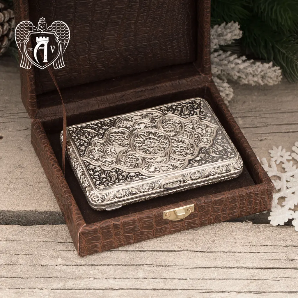 Портсигар из серебра «Ария» - фото 2