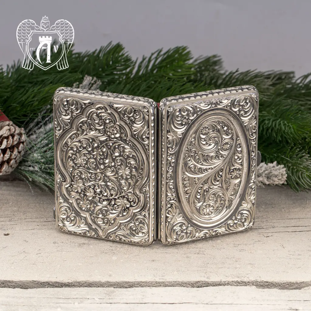 Портсигар из серебра «Иней» - фото 3