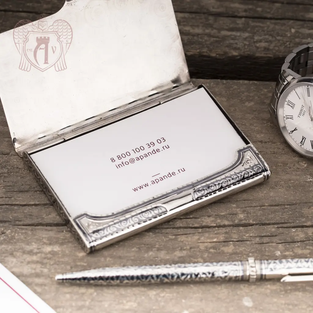 Визитница серебряная и ручка «Сеньор» - фото 3