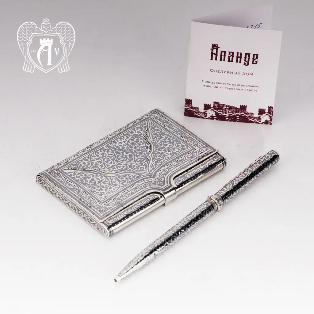Визитница серебряная и ручка «Сеньор» - фото 4
