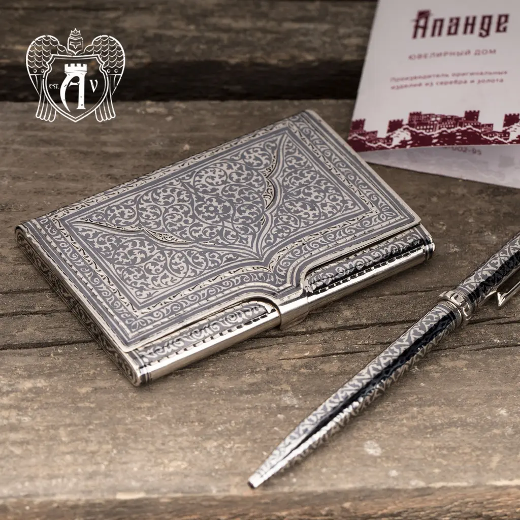 Визитница серебряная и ручка «Сеньор» - фото 6